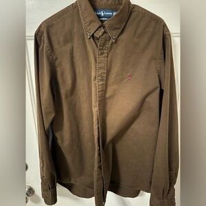 Ralph Lauren Men's Casual Brown Button Down Shirt